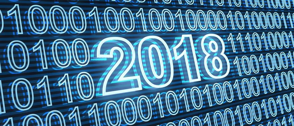 Abstract new year date 2018, on binary background. 3d illustration 스톡 일러스트