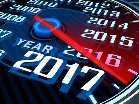 Abstract new year speedometer 2017 (done in 3d rendering) Stock Illustration