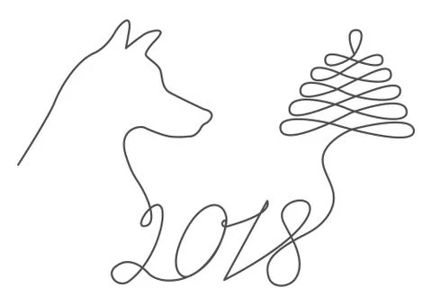 Abstract New Year symbol executed by one line Stock Illustration