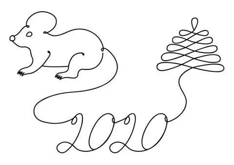 Abstract New Year symbol executed by one line Stock Illustration