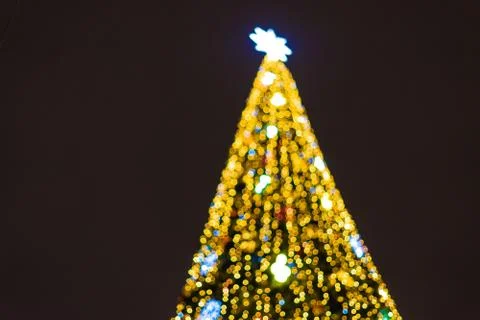 Abstract new year tree background, decorated with classical toys and illumina 스톡 사진