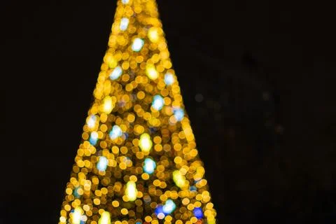 Abstract new year tree background, decorated with classical toys and illumina Foto stock