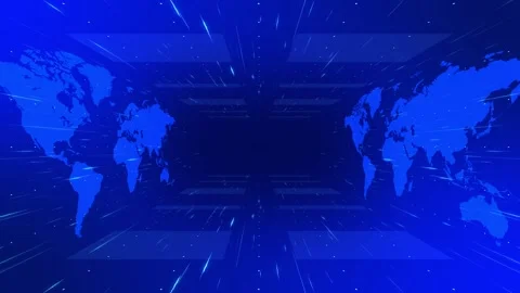 Abstract News background lighting loop animation blue world map earth animated Stock Footage 271084943