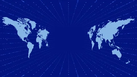 Abstract news background world map and lighting lines loop animation blue Stock Footage 284876494