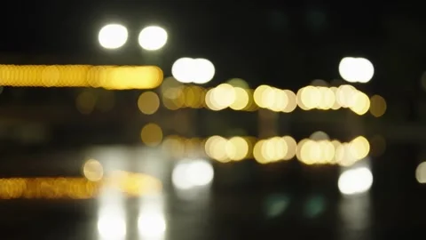 Abstract night background with blurry city bokeh and water reflection. Stock Footage 342373282