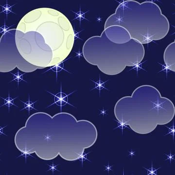 Abstract night background with clouds and stars Stock Illustration