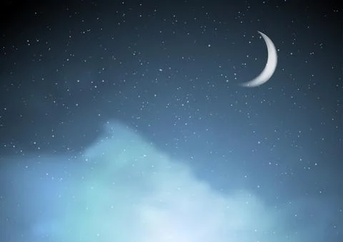 Abstract night blue vector starry cloudscape background Stock Illustration