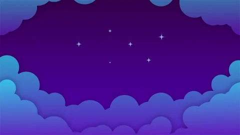 Abstract night sky clouds frame in paper cut style looped animation Stock Footage 143263681