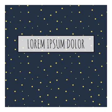 Abstract Night Star Pattern with Frame and Sample Text. Vector Illustration Illustrazione stock