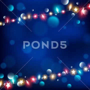 Abstract of night string lights on dark blue Stock Illustration
