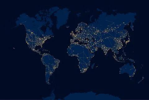 Abstract Night World Map Stock Illustration