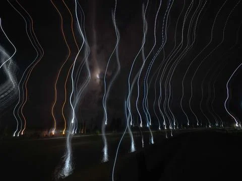 Abstract Nighttime Light Trails Stock Photos