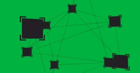 Abstract node network being animated on transparent background, showing black Stock Footage 317668869