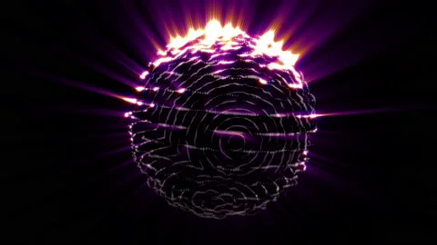 Abstract  noisy sphere with light rays. Stock Footage 98334682