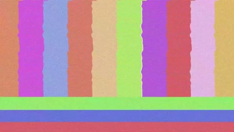 Abstract noisy vs glitches static with tv color bars, analog television bad.. Video stock 335115244