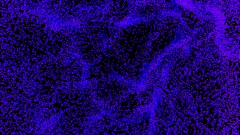 Abstract noisy wave dots animation with glow on dark background. Futuristic Stock Footage 320679028