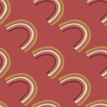 Abstract nordic seamless pattern with rainbow silhouettes. Childish print on  Stock Illustration