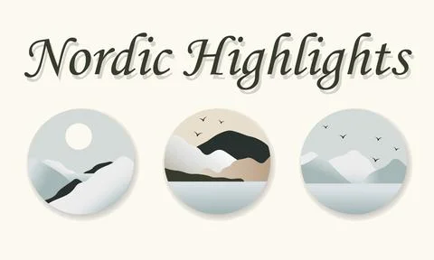 Abstract nordic winter gradient landscape set Stock Illustration