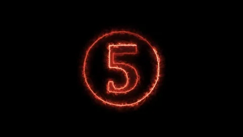 Abstract number 5 inside fiery circle background loop modern motion design. Vídeos de archivo 337330881