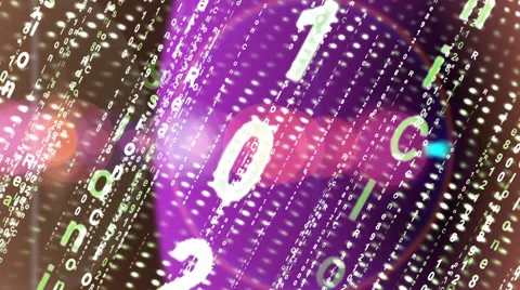 Abstract number across the screen,data code digital technology &amp; rays light. Stock Footage 35661982
