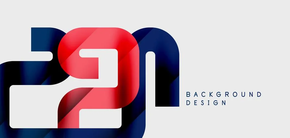 Abstract number design features bold digits. Red, white, blue colors create Stock Illustration
