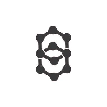 Abstract number eight linked dots logo vector Illustrazione stock