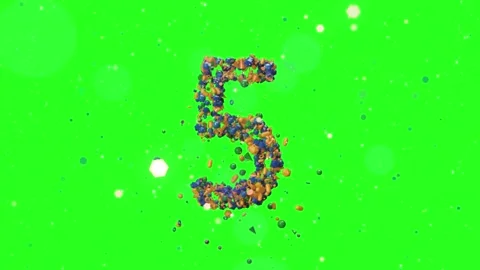 Abstract number five formed from colorful particles on green screen background 스톡 동영상 344238131