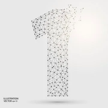 Abstract number one is the number 1, consisting of triangles, circles, decay Stock Illustration