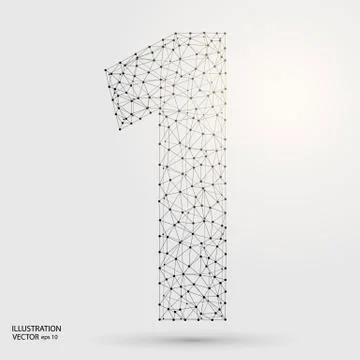 Abstract number one is the number 1, consisting of triangles, circles, decay Stock Illustration