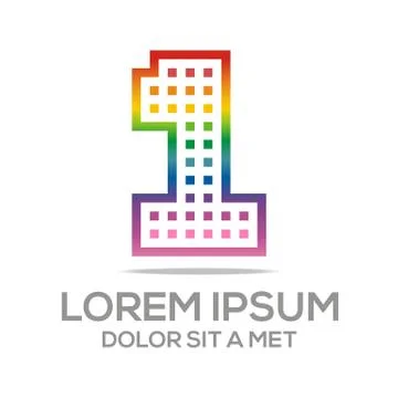 Abstract Number One Vector Logo Colorful Design Stock Illustration