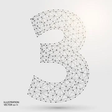 Abstract number three, figure 3, consisting of triangles, circles, spots of Stock Illustration