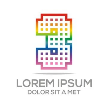 Abstract Number Three Vector Logo Colorful Design Stock Illustration