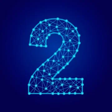 Abstract number two, made of geometric lines, stars, space. Vector eps 10. Stock Illustration