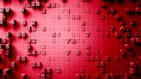 Abstract Numbers Random Motion, 3d Loopable Animation 3d rendering Stock Illustration