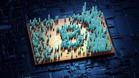 Abstract numbers Random motion in the form of coins bitcoin Stock Illustration