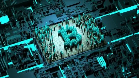 Abstract numbers Random motion in the form of coins bitcoin Illustrazione stock