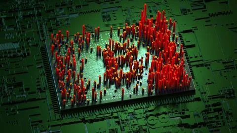 Abstract numbers Random motion in the form of coins bitcoin Illustrazione stock