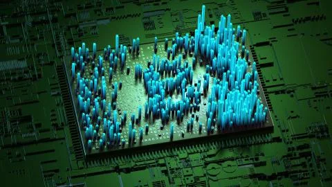 Abstract numbers Random motion in the form of coins bitcoin Illustrazione stock