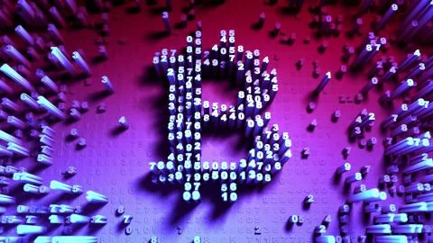 Abstract numbers Random motion in the form of coins bitcoin 스톡 일러스트