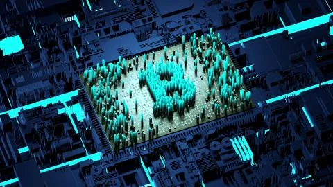 Abstract numbers Random motion in the form of coins bitcoin Stock Illustration