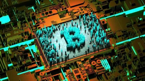 Abstract numbers Random motion in the form of coins bitcoin. 스톡 일러스트