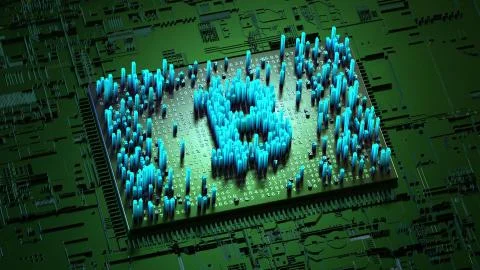 Abstract numbers Random motion in the form of coins bitcoin Stock Illustration