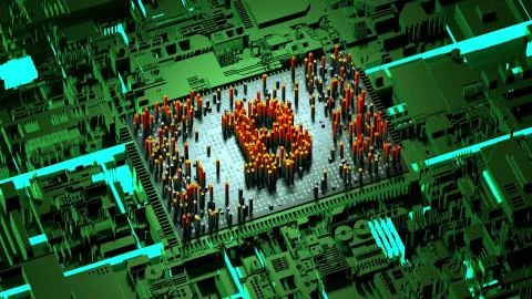 Abstract numbers Random motion in the form of coins bitcoin Stock Illustration