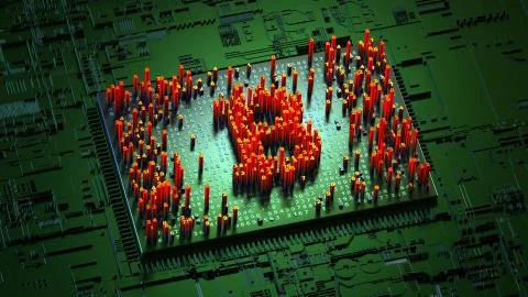 Abstract numbers Random motion in the form of coins bitcoin Illustration