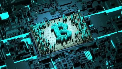 Abstract numbers Random motion in the form of coins bitcoin Stock Illustration