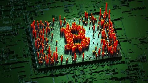 Abstract numbers Random motion in the form of coins bitcoin Stock Illustration