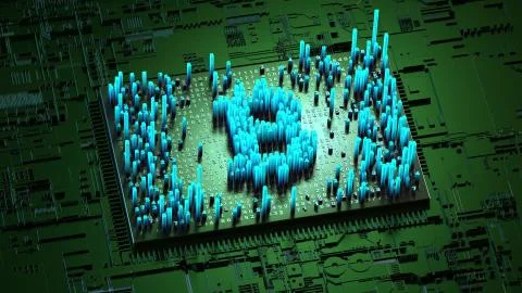 Abstract numbers Random motion in the form of coins bitcoin 스톡 일러스트