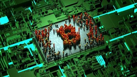 Abstract numbers Random motion in the form of coins bitcoin Stock Illustration