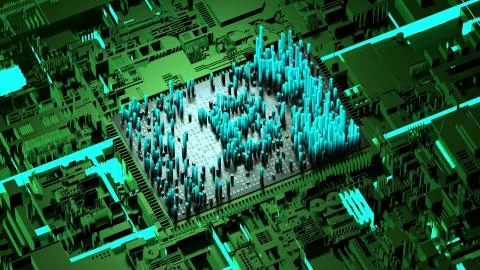 Abstract numbers Random motion in the form of coins bitcoin Stock Illustration