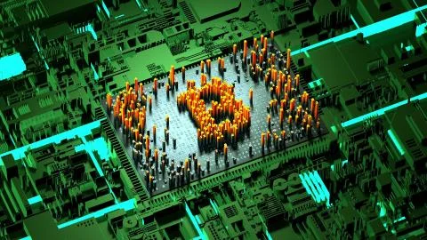 Abstract numbers Random motion in the form of coins bitcoin Illustrazione stock